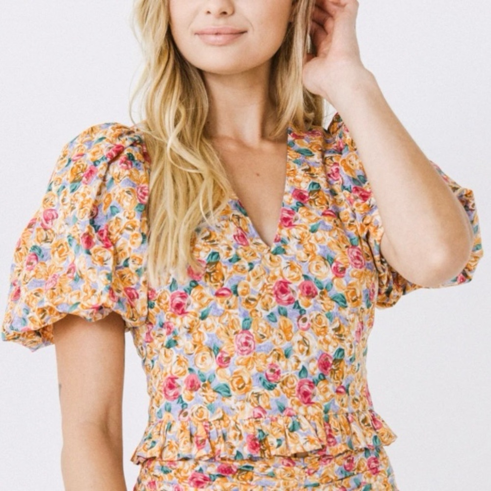 Endless Rose Floral Puff Sleeve Top